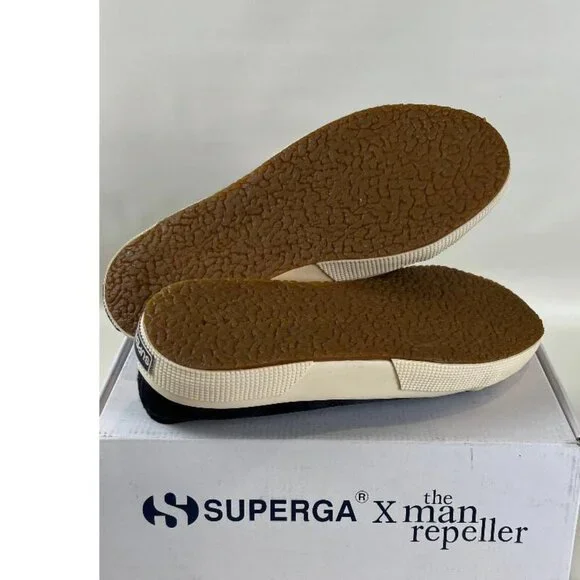 SUPERGA X THE MAN REPELLER BLACK SATIN SHOES - Picture 4 of 5